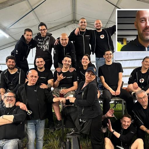 Volontari di Campone in festa, nel riquadro Raffaele Carlomagno