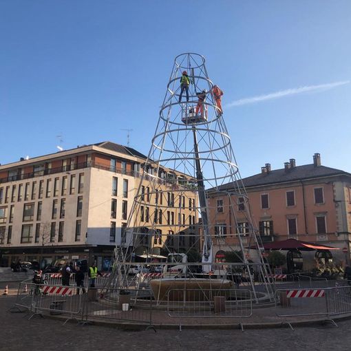 FOTO. Gallarate si prepara al Natale, torna la pista di ghiaccio attorno all'albero di luci