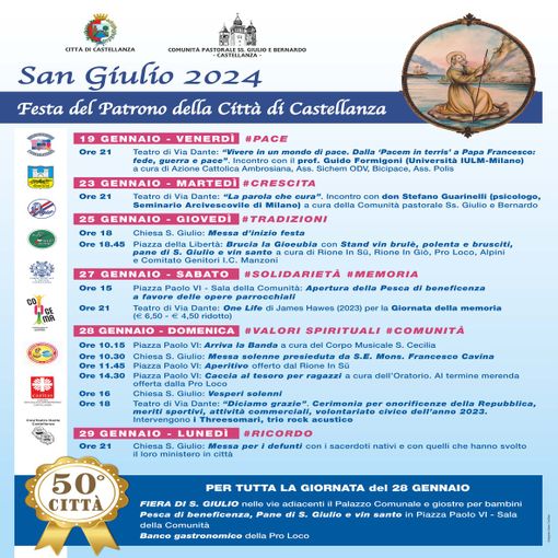 Castellanza festeggia il suo Patrono a 50 anni dall’elevazione a città e si prepara con due conferenze di indubbio interesse