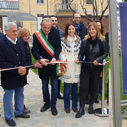 VIDEO. Busto, un nuovo parco nel nome di Emanuela Loi: «Un dono alla città e un luogo di incontro»
