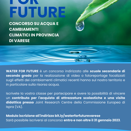 Green School Varese promuove il concorso “Water For Future”