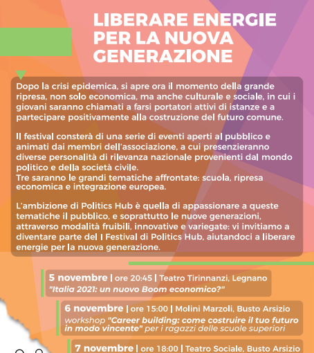Con Politics Hub la prima edizione del Festival “Liberare energie per la nuova generazione”