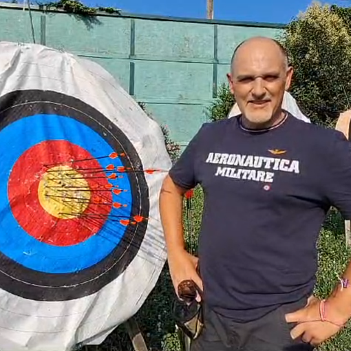 Michele Frangilli al campo di allenamento della Compagnia Arcieri Monica