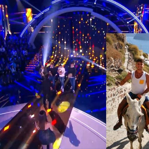 Immagine di Mediaset Infinity. A destra Giuseppe Garibaldi insieme a Samuele Tallarida in vacanza in Grecia dal profilo Facebook di Orazio Tallarida
