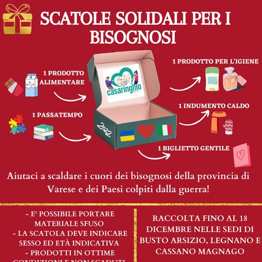 Inizia la raccolta di scatole solidali di Natale organizzata da Casaringhio