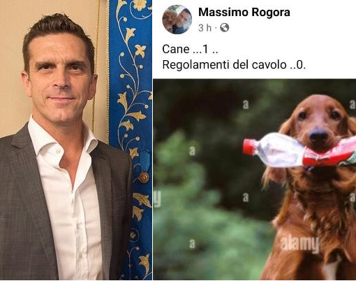 Massimo Rogora e il post con il cane