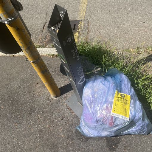 Un sacco non conforme davanti a una scuola in via Pindemonte