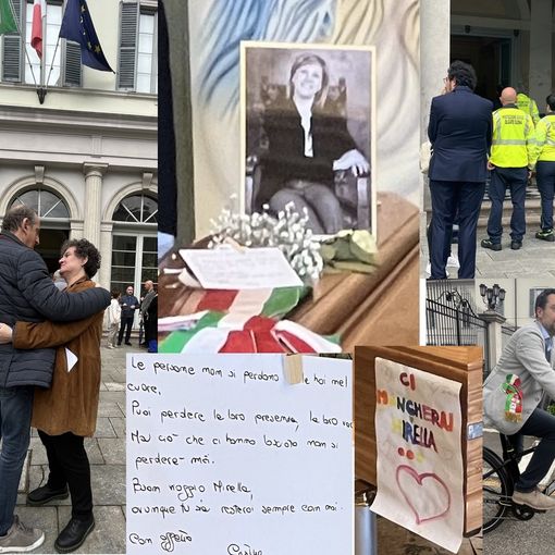 Il feretro di Mirella Cerini, l'abbraccio del sindaco di Busto e l'arrivo di quello di Legnano