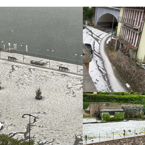A Campione grandine e acqua impressionanti - foto per cortesia di Vittore De Carli