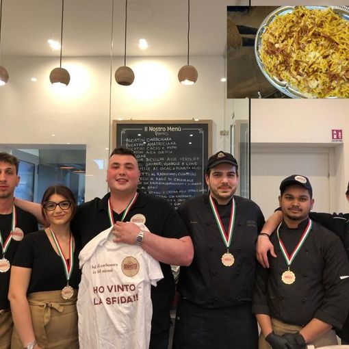 FOTO E VIDEO. A Busto la sfida per il “Carbonara day”: un chilo di pasta in un’ora