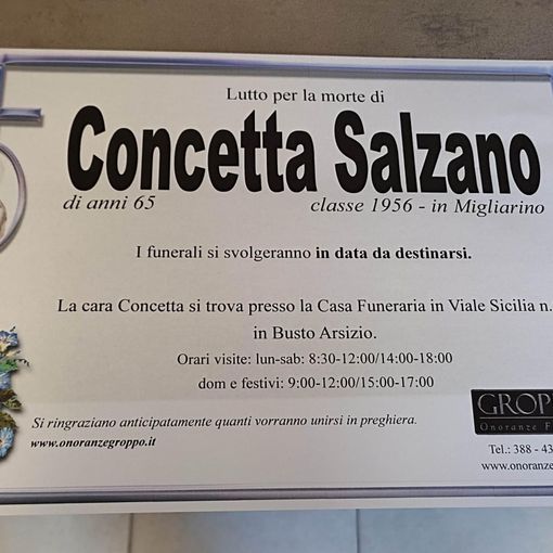 L'addio alla sua Concetta: l'ex sindaco Migliarino ringrazia per l'affetto e la vicinanza