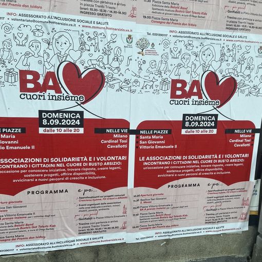 Cuori Insieme minuto per minuto. Così i volontari di Busto vivranno la loro giornata