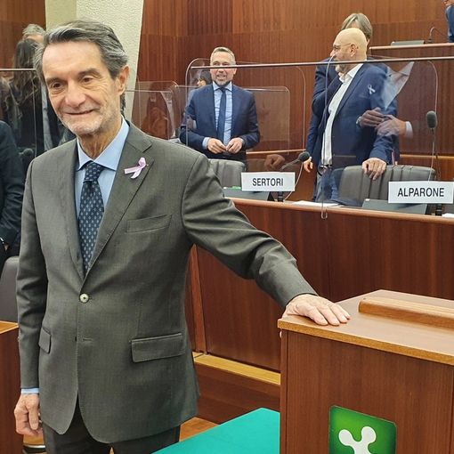 Il governatore Fontana. Sotto, nell'ordine, Caruso, Cosentino, Cattaneo, De Bernardi Martignoni, Zocchi, Monti, Astuti, Licata, Ferrazzi