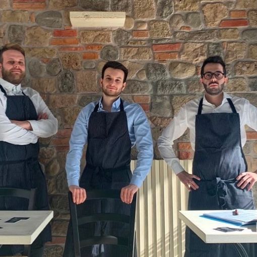 Tre amici e tre soci del Buar Bistrot: da sinistra Jacopo Castelletta, Daniele Pezzoni e Manuel Deretti