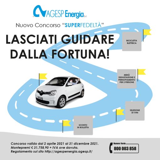 Nuovo concorso superfedeltà di Agesp Energia &quot;Lasciati guidare dalla fortuna!&quot;