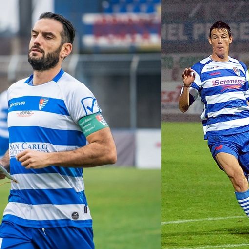 A sinistra Riccardo Colombo, il capitano della Pro Patria, protagonista a Stadio Aperto. È la sera dei capitani: sarà con noi anche l'ex tigrotto Matteo Serafini
