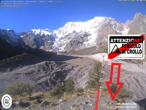 Macugnaga, così muore un ghiacciaio. Continua al Belvedere il crollo della morena