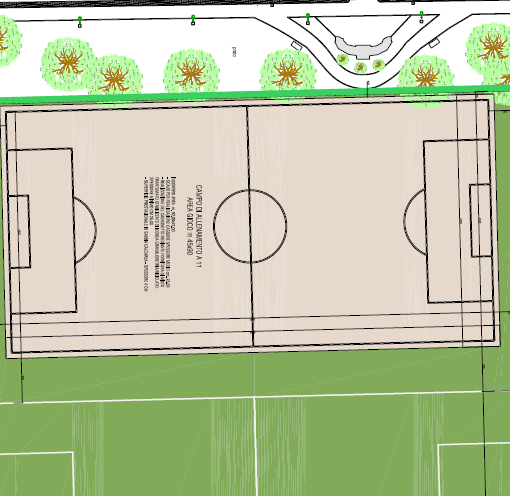 Un'immagine dell'ampliamento previsto al campo di calcio comunale