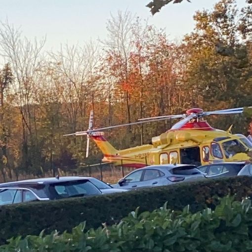 L'elisoccorso fuori dallo stabilimento