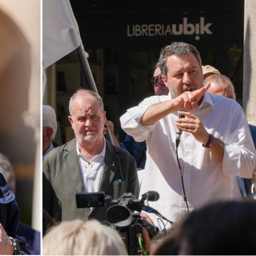 Da sinistra: Fontana, Calderoli, Salvini e Giorgetti