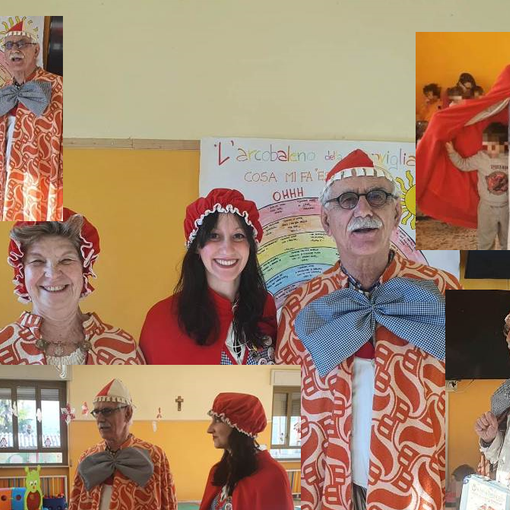 Le maschere del Carnevale bustocco incontrano i bambini di Borsano. La tradizione si rinnova
