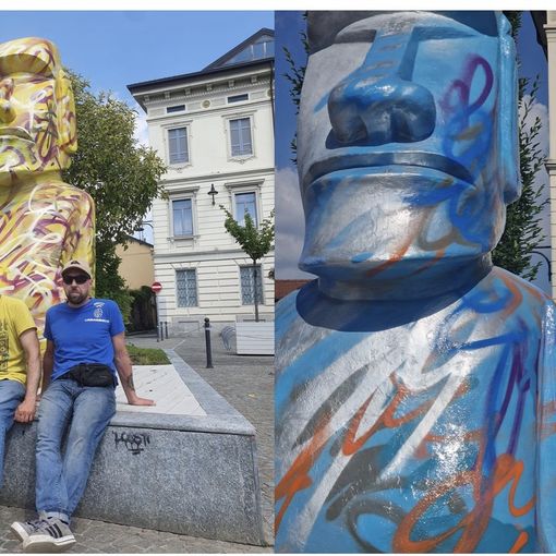 VIDEO. Svettano a Busto i quattro Moai degli Urbansolid