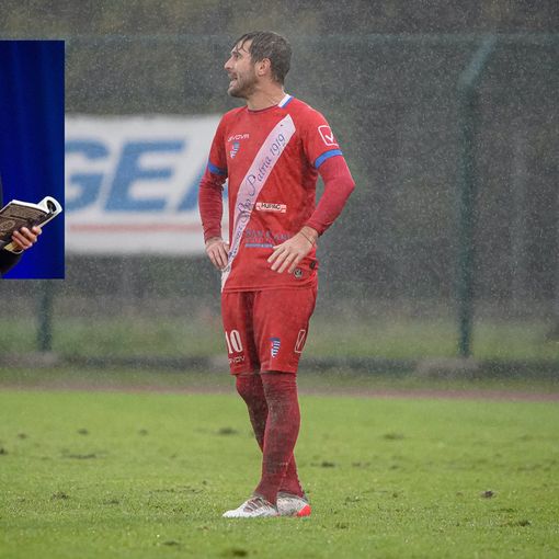 Una scena dalla partita a Meda e nel riquadro Giovanni Castiglioni