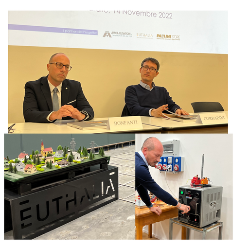 Andrea Bonfanti e Luca Corradini, sotto alcuni momenti di presentazione dell'attività di Euthalia