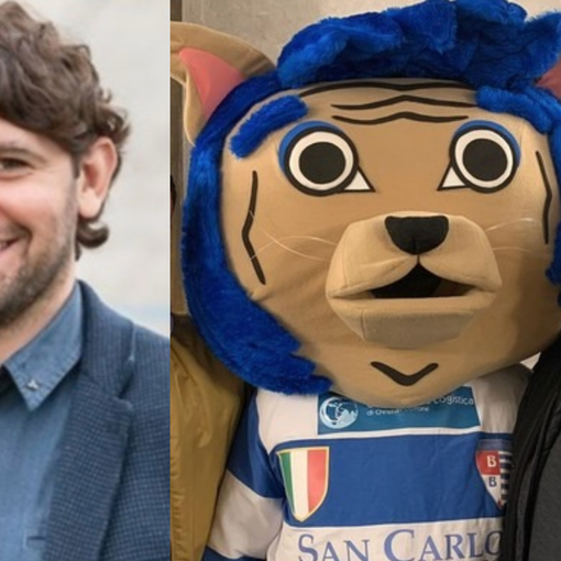 Nicolò Ramella ed Emanuele Gambertoglio con la mascotte