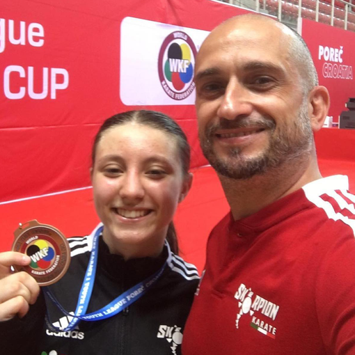 Roberta Dominici con papà Massimiliano: orgoglio suo e dell'Asd Skorpion Karate