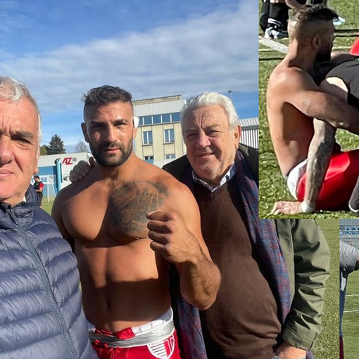 Samuele Tallarida in campo e insieme al papà Orazio e allo zio Francesco
