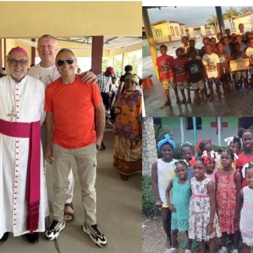 Suor Marcella parte per il Madagascar. A lato i ragazzi di Haiti