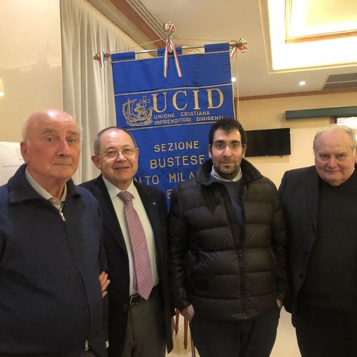 Il responsabile della Capitolare Franco Bertolli, il presidente Ucid Gabriele Fontana, il conservatore della Capitolare Salvatore Bollini Marcora e il consigliere  Ucid Walter Picco Bellazzi