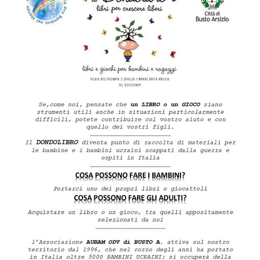 Il Dondolibro di Busto raccoglie libri e giochi per bimbi ucraini