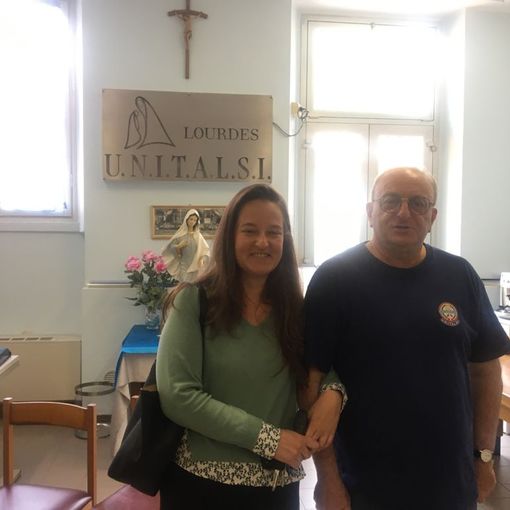 Sara Ugazio e Nicola Ruggiero nella sede Unitalsi di Busto
