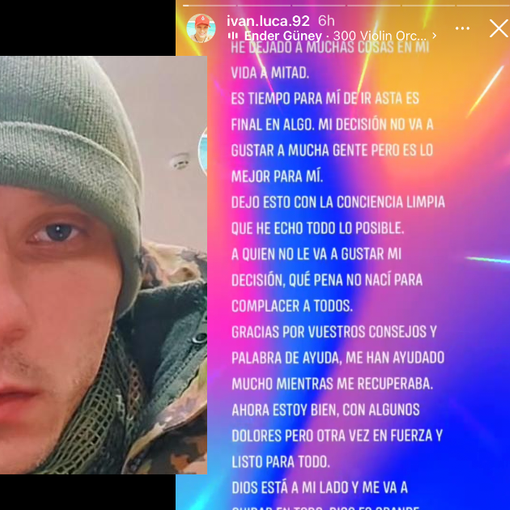 Ivan e la sua ultima storia su Instagram