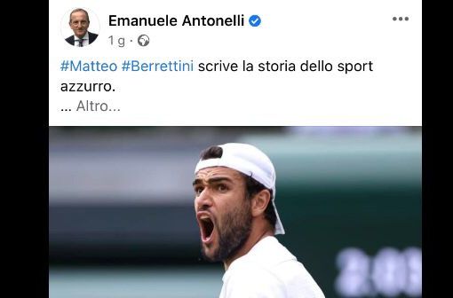 Il post di Emanuele Antonelli parte da Berrettini