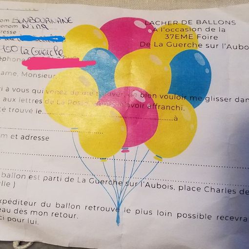 Il messaggio legato al palloncino atterrato nel giardino di casa a Besozzo di Emanuela Gervasini