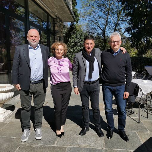 La nuova segreteria della Cisl dei Laghi (da sinistra Magon, Gilardoni, Palmisano, Gentile)