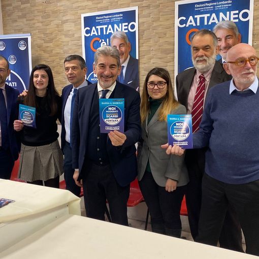 VIDEO. Cattaneo capolista di Noi Moderati: «Niente slogan, solo fatti. Come il risanamento del lago di Varese»