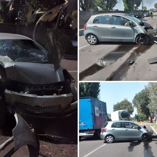L'auto distrutta nell'incidente di Origgio in una foto da IlSaronno.it