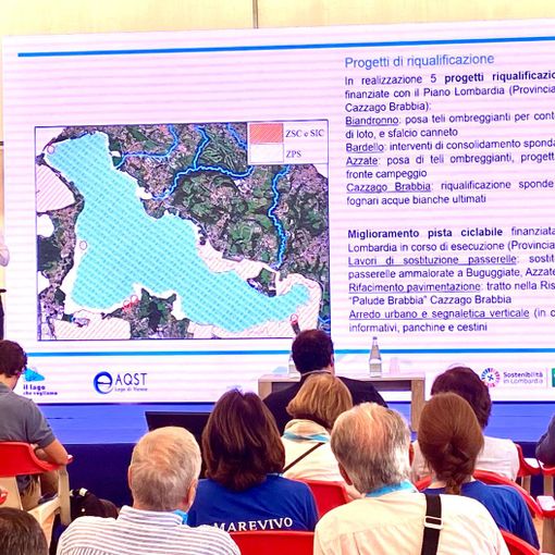 L'assessore regionale a Clima e Ambiente Giorgio Maione a Gavirate nel giorno in cui sono stati presentati gli ultimi dati sul lago di Varese. Accanto a lui il vice presidente del consiglio regionale Giacomo Cosentino, il presidente della Provincia Marco Magrini e il sindaco di Gavirate Massimo Parola