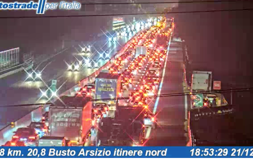 Le auto in coda a causa dell'incidente (foto webcam Autostrade per l'Italia)