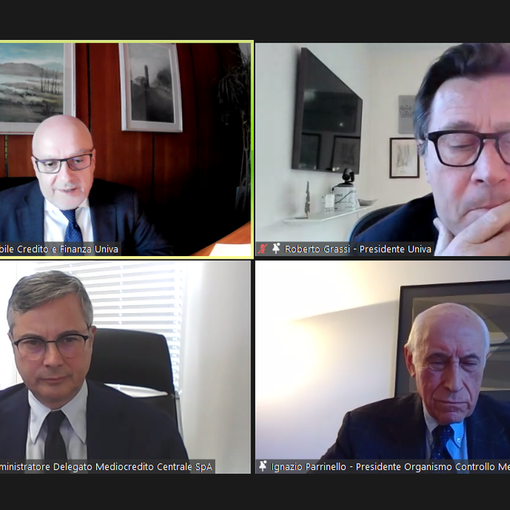 I partecipanti al webinar di Univa sul ruolo del Mediocredito centrale