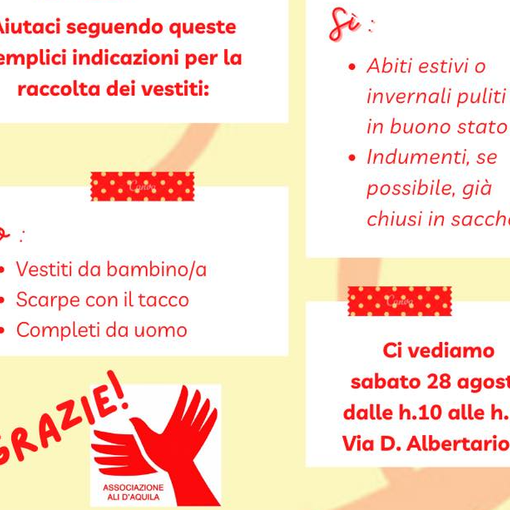 Busto, Ali d'Aquila raccoglie vestiti per i senzatetto