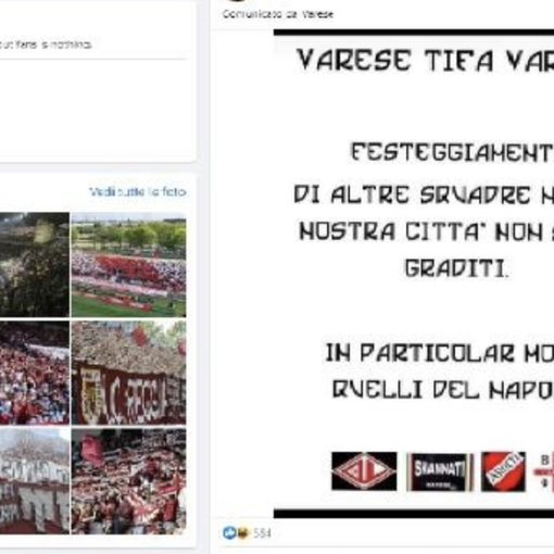 Gli ultras biancorossi: «Varese tifa Varese, non sono graditi i festeggiamenti del Napoli in città»