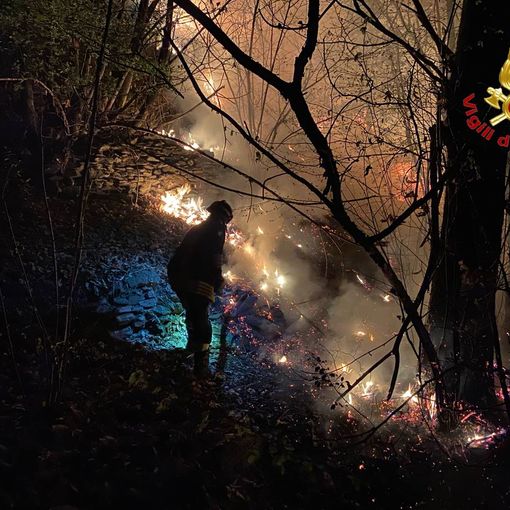 FOTO e VIDEO. Una notte di lavoro per fermare il rogo nei boschi di Montegrino: due chilometri il fronte dell'incendio. Tornano i Canadair
