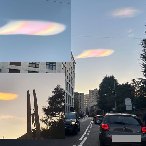 VIDEO E FOTO. L'arcobaleno racchiuso in una nuvola. E tutti con gli sguardi all'insù