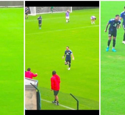 Riceputi, Scapinello e Lorusso corrono sul prato del Chinetti dopo i tre gol al Legnano