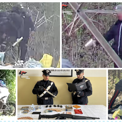 VIDEO. Nei boschi dello spaccio tra Sesto e Mercallo documentate 11mila cessioni di droga. Trovato anche un fucile a pompa